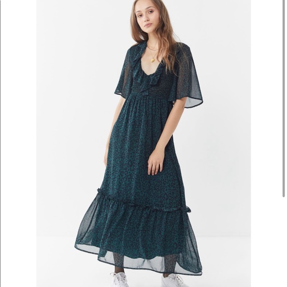 Moon River Leopard Print Ruffle Maxi Dress - S - Picture 5 of 5